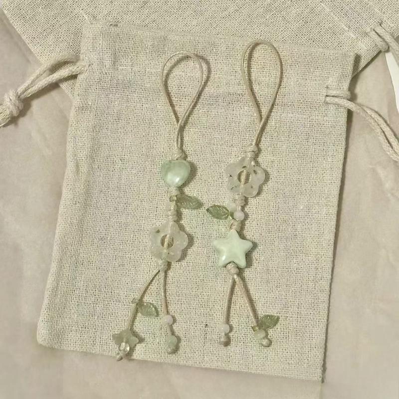 Ceramic Star Pendant Keychain Art Flower Phone Chain