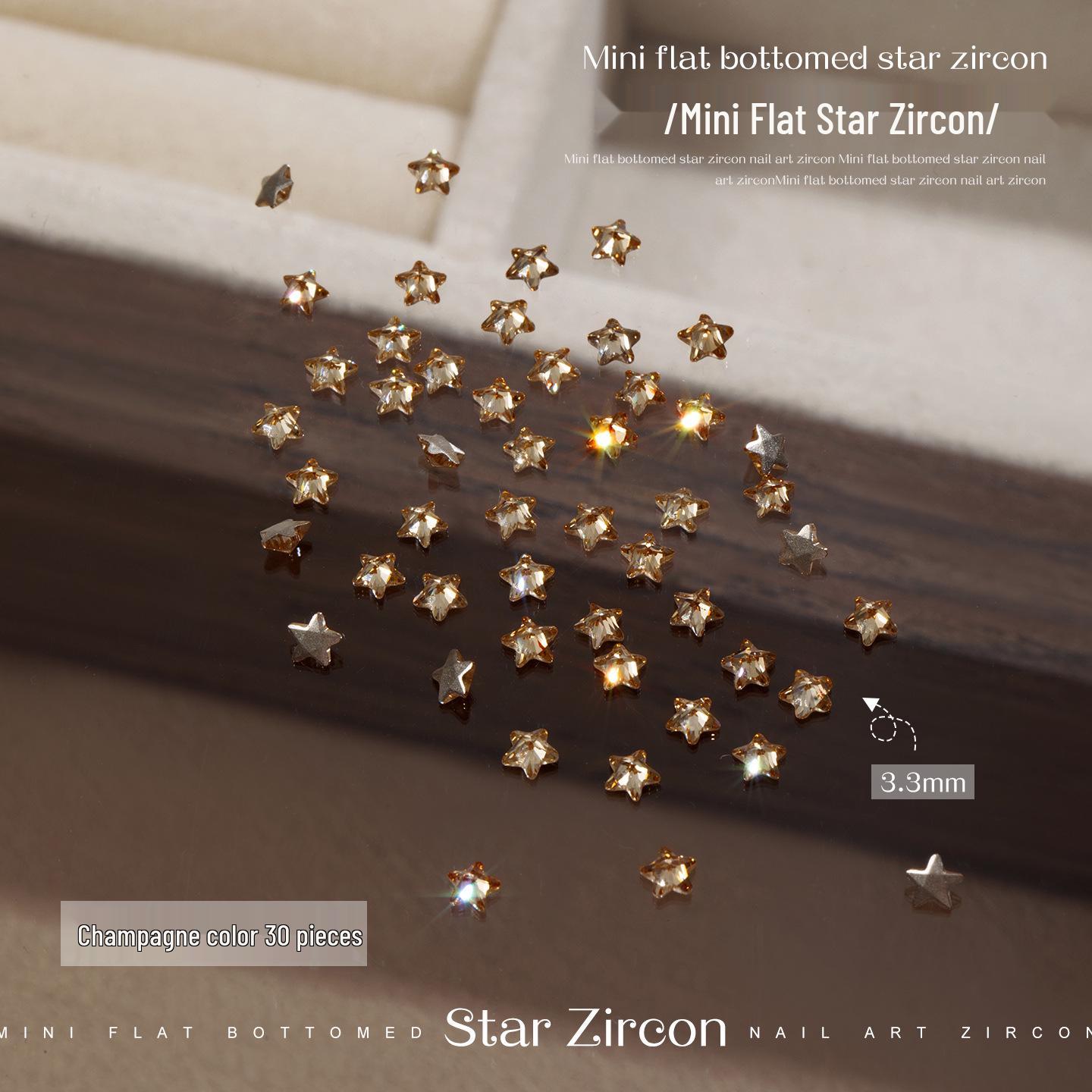 Champagne Zirconia Star 3D Nail Decorations Collection No specifications