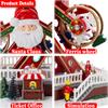 Christmas Ferris Wheel Decoration with Santa Claus Face, LED Lights & Music, Animated Rotating Xmas Ornament for Home Party Gift