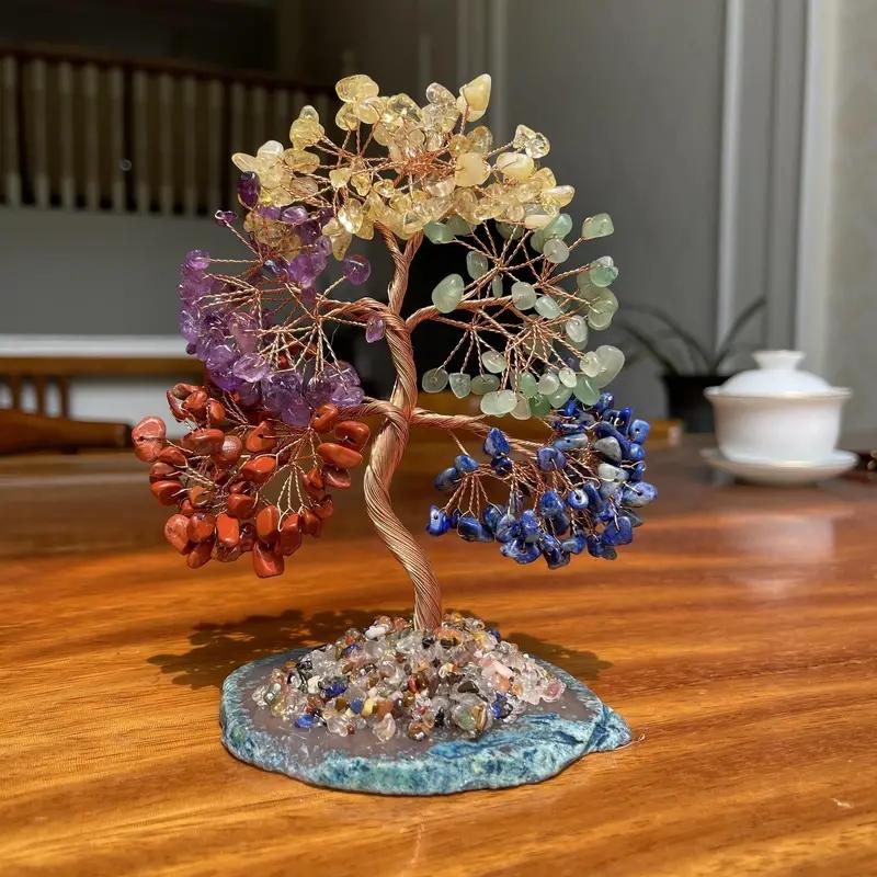 Vintage Gemstone Bonsai Tree with Mixed Crystal Stones Chakra Healing Feng Shui Decorative Tree Positive Energy Crystal Tree
