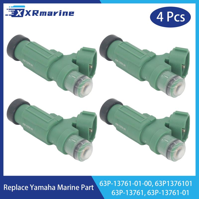 4 Pcs Fuel Injectors 12 Holes 63P-13761-00 for Yamaha Marine Outboard Engine 4 Stroke 150HP F150 FL150 V4 63P-13761-01