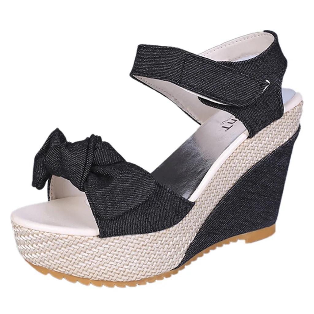 2024 Neue Designer Denim Sandalen Damen Sandalen Hohe Qualität Keile Hohe Absätze Peeptoe Plateauschuhe Frau Dicke Sohle Sandalen