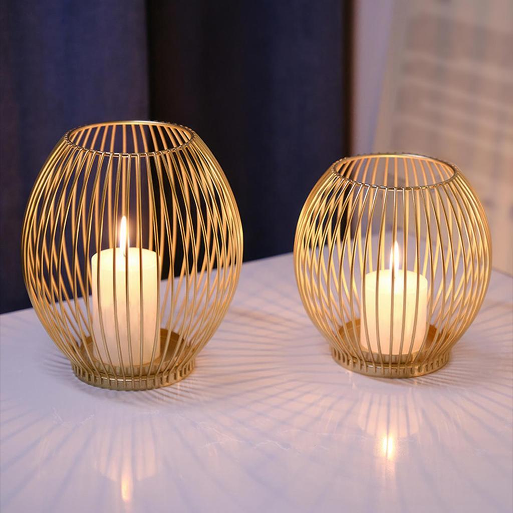 Kerzenständer mit Metallkäfig-Design, Säulenhalter für Esstisch und Feiern