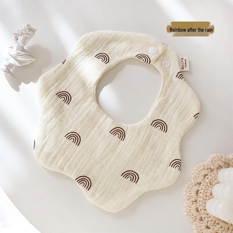 Cross-Border Six-Layer Cotton Crepe Baby Drool Bib - Pure Cotton Crinkled Gauze Marshmallow Bib