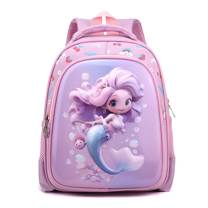 Cute Cartoon Nylon Backpack For Kids With Spinal Protection And Load Reduction Design