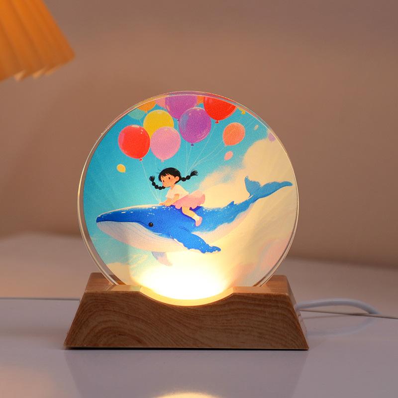 Crystal Disc Luminous Night Lamp Bedside Lamp Ambient Desk Lamp Creative Gift Desktop Decoration Ornament