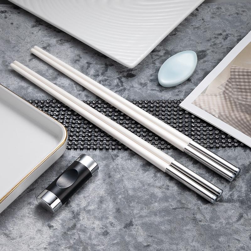 New White Chopsticks Set Reusable Chinese Japanese Korean Chopsticks 10 In Anti-Slip Fiberglass Chop Sticks Utensils