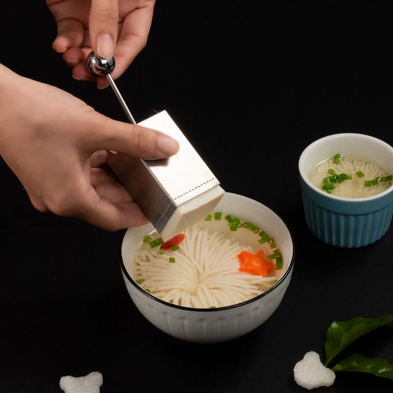 1set Tofu Cutter Tofu Flower and Shred Cutter Mold 304 Stainless Steel Simple and Quick Preparation Kitchen Presentation