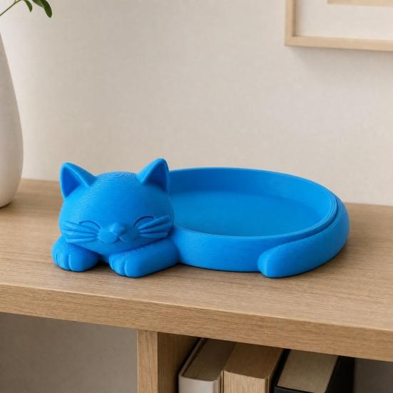 Storage Tray, 3D One-Piece Molding Seamless Polished Rounded Design Jewelry Holder, Cat Fishbone Design Jewelry Organizer for Rings Earrings