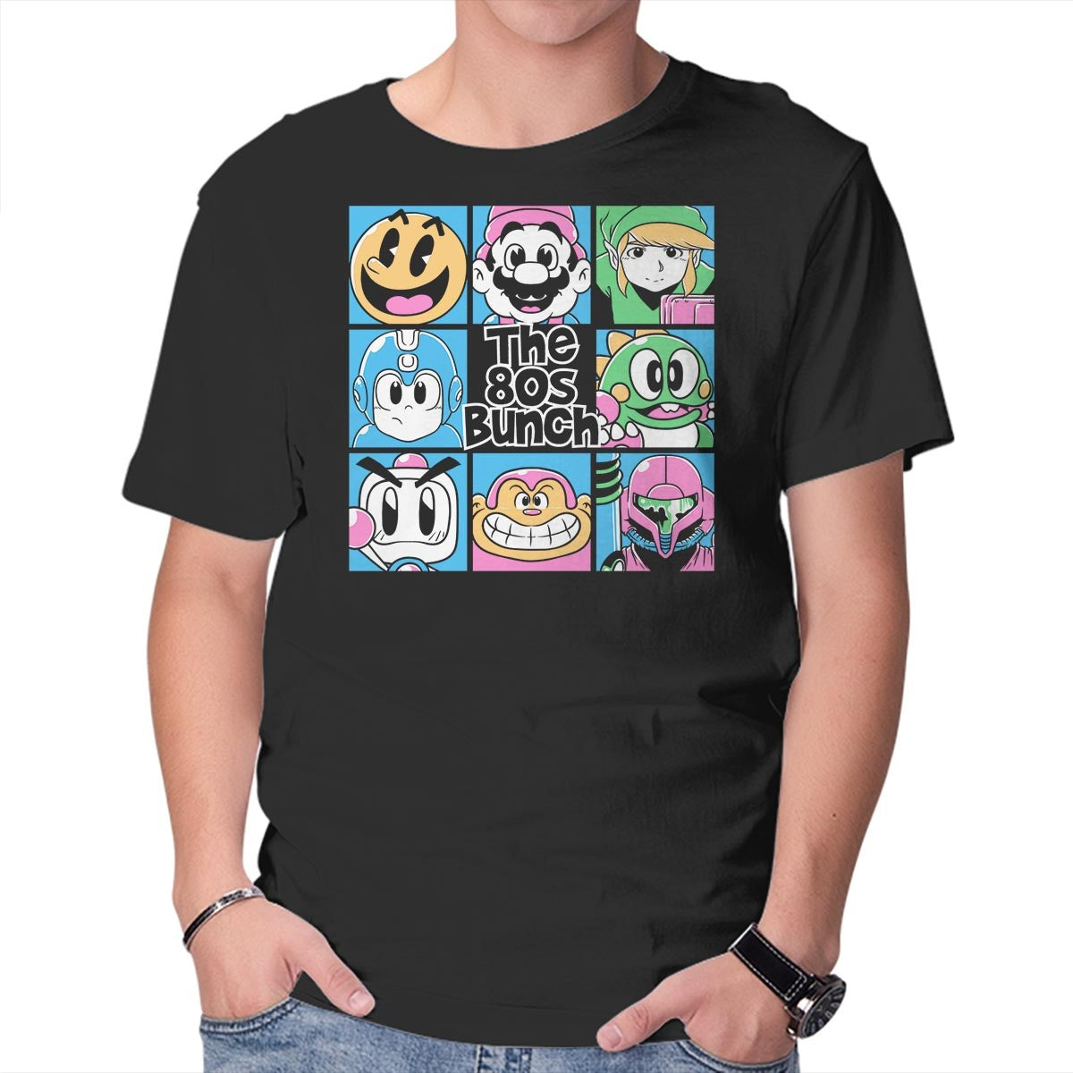 Unisex Crew Neck T-Shirt The 80s Bunch Graphic Short Sleeve Casual Tee S