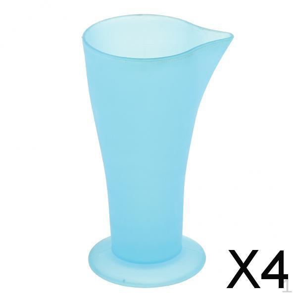 

4xBlue Plastic Reusable Hairstyle Salon Hair Tint Dye Coloring Measuring Cup