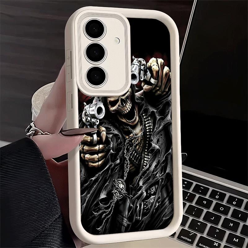 Handyhülle für Samsung Galaxy A17 A16 A15 A14 A13 Sensenmann Totenkopf Skelett Pistole A56 A36 A26 A55 A35 A25 A54 A34 A24 A53 A33 A23 A07