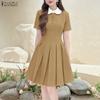 Women Casual Doll Collar Summer Short Sleeve Dress