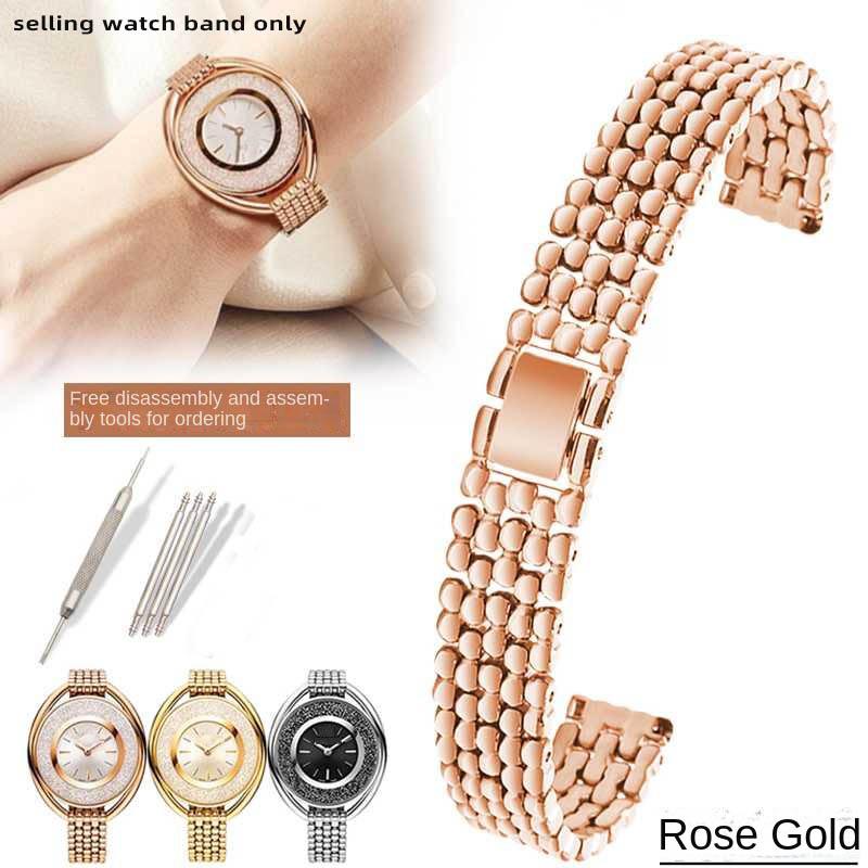 Women's watch strap metal bracelet universal 10mm 12mm 14mm Precision steel strap compatible with Swarovski fossil for women