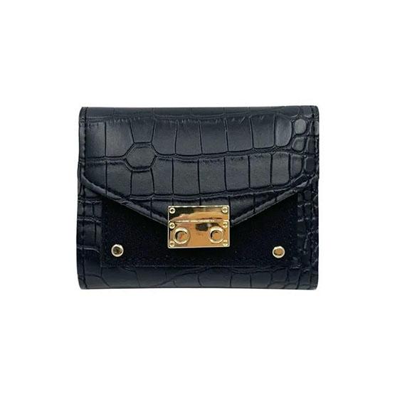 

Женский простой кошелек с держателем кредитной банковской карты, деловой повседневный мини-кошелек, однотонный брендовый кошелек 11.5*9*2cm чёрный