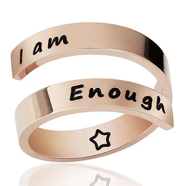 He Cheng Korean Fashion Double-Layer Engraved Adjustable Ring