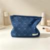 Korean-Style Denim Heart Print Versatile Jewelry & Makeup Bag