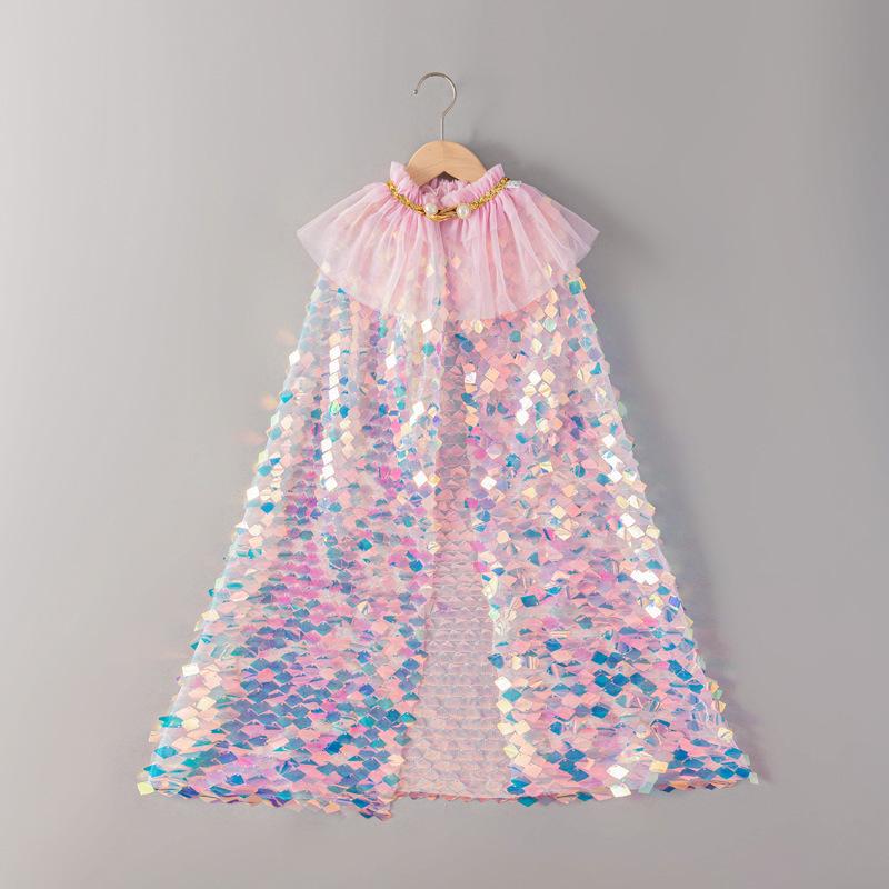 Girls' Mermaid Sequin Shawl - Elsa Princess Cloak