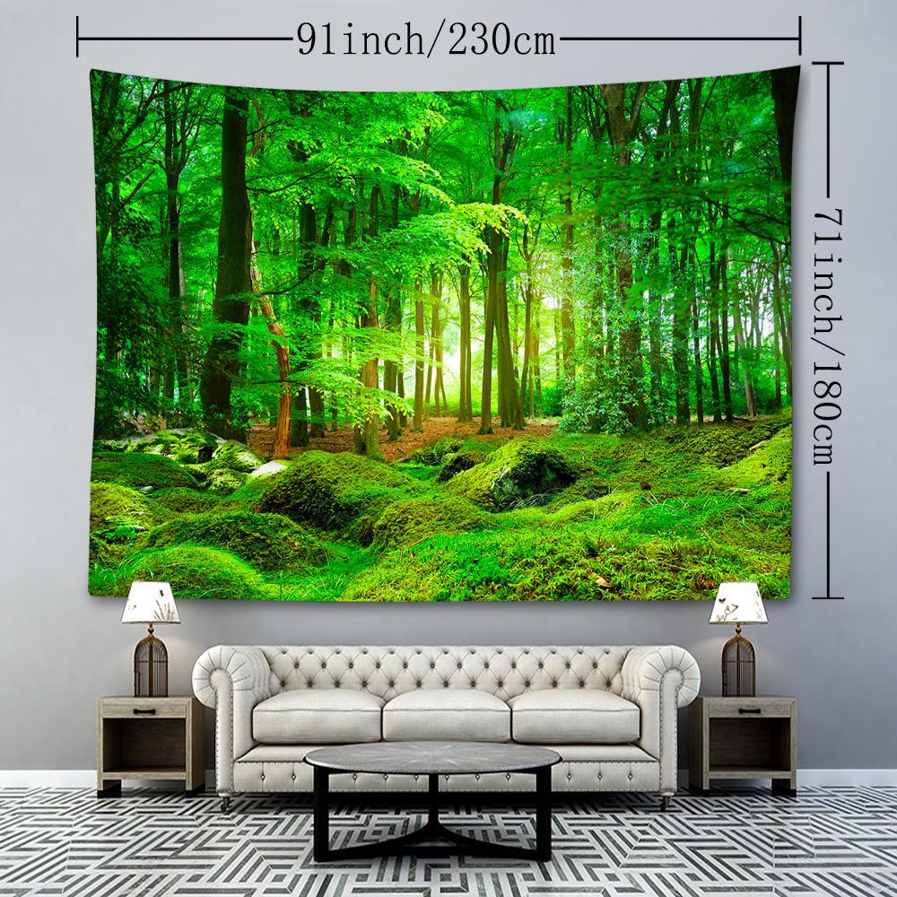 1pc, Jungle Trees & Grass Tapestry, 126x71inch, Polyester Wall Hanging, Soft and Flat Fabric, No Power Needed, Woven, Natural Style Room Decor, Living