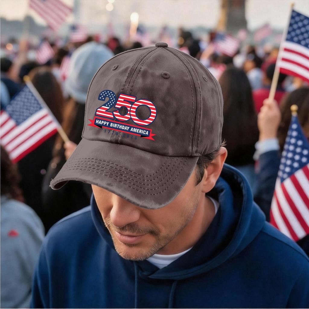Men's and Women's Distressed Washed Casual Baseball Caps, Flag Letter Print Hats