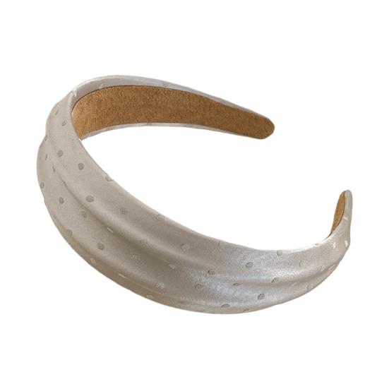 Summer Soft Satin Headband Wide Elastic Headband with Dot Pattern серый
