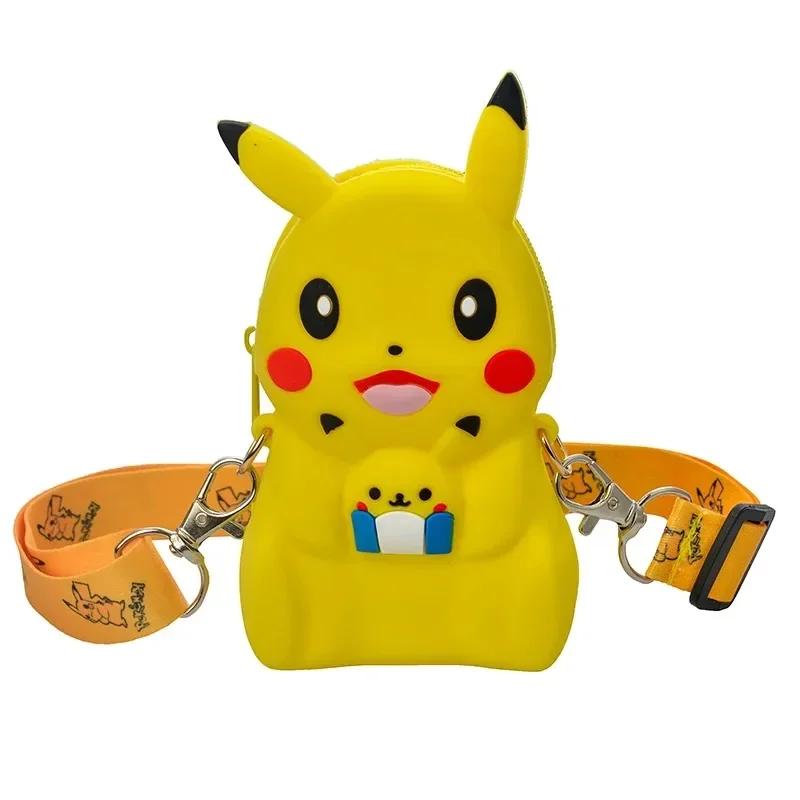 Anime Pikachu Lovely Fashion Bag Princess Small Storage Silicone Purse Messenger Cartoon Figures Model Toys Kids Gift