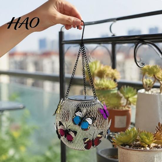 Housewarming Gifts for Home Solar Butterfly Hanging Lantern, Iron Wire 3D Garden Light with Patio Lighting Warm Glow, Waterproof Outdoor Yard