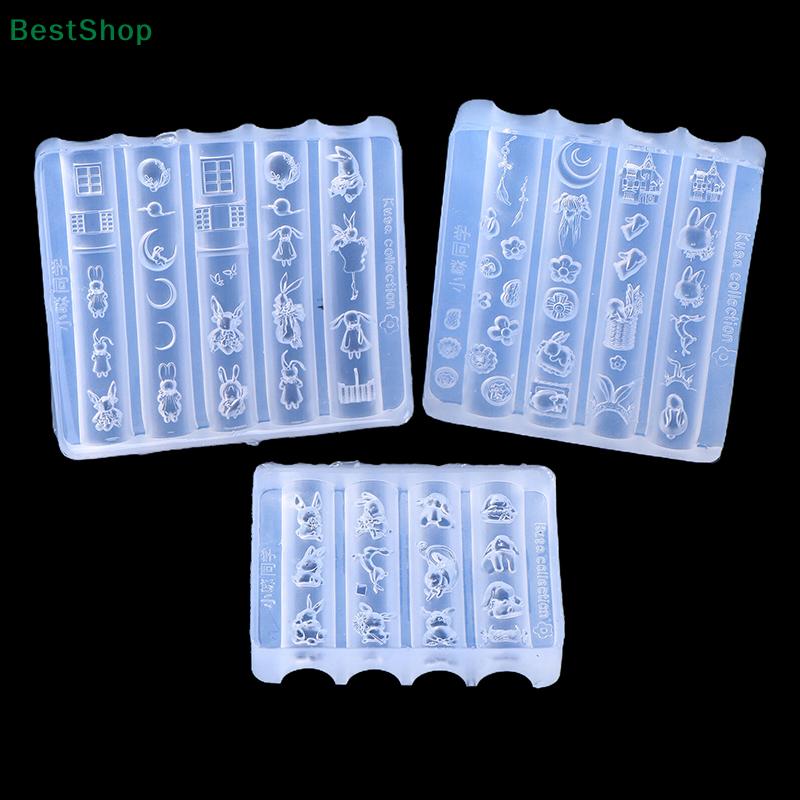3D Silicone Nail Art Mold Relief Rabbit Paradise Moon Castle Design Transparent Manicure Template