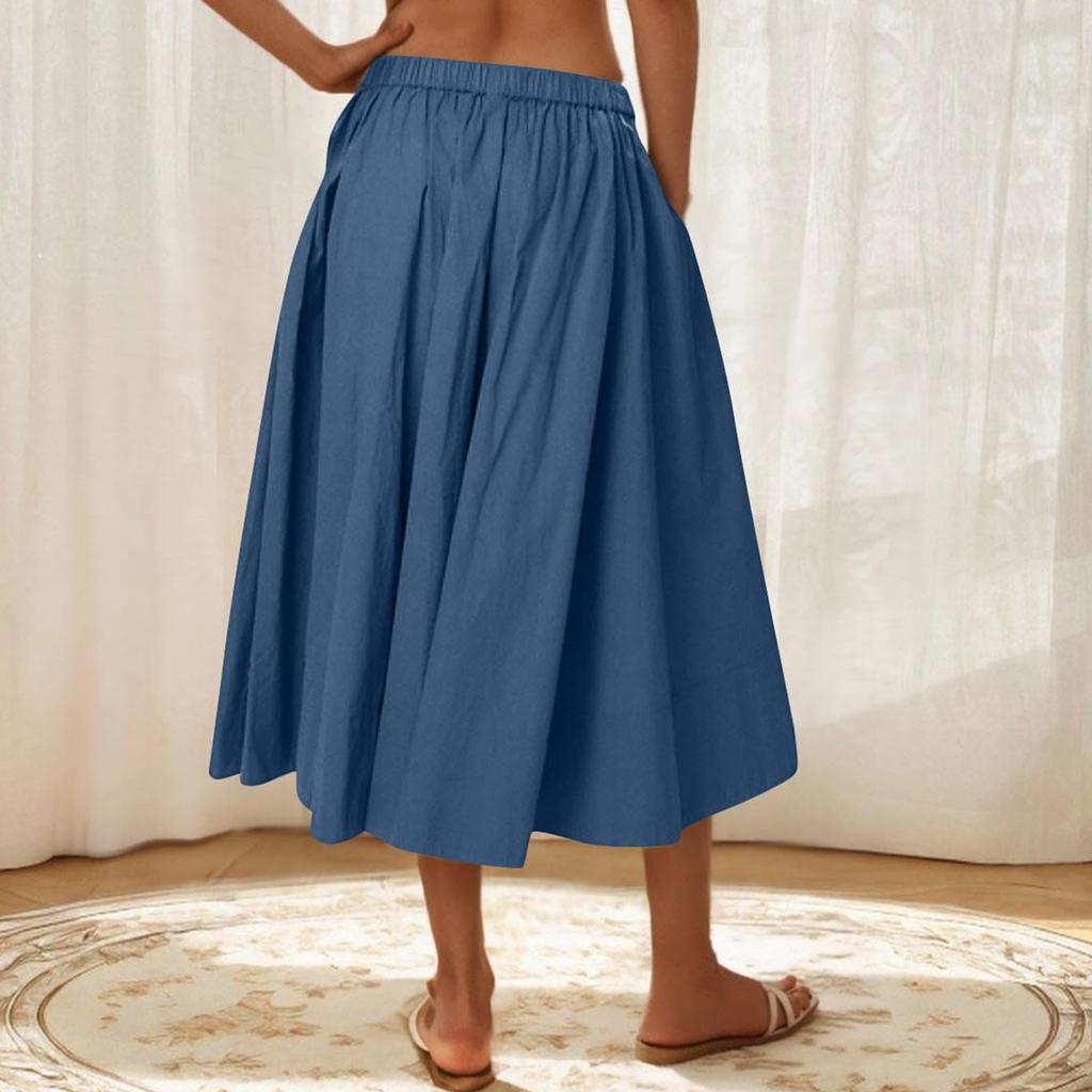 Women Casual Skirt Lightweight Elegant A-Line High Waist Summer Beach Vacation Skirts