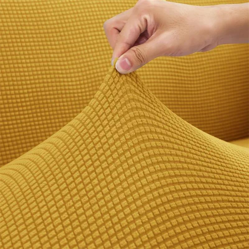 Stretch Polar Fleece Sofa Cover for Living Room Solid Color Lounge Couch Cover All-inclusive Relax Sofa Slipcovers Protector