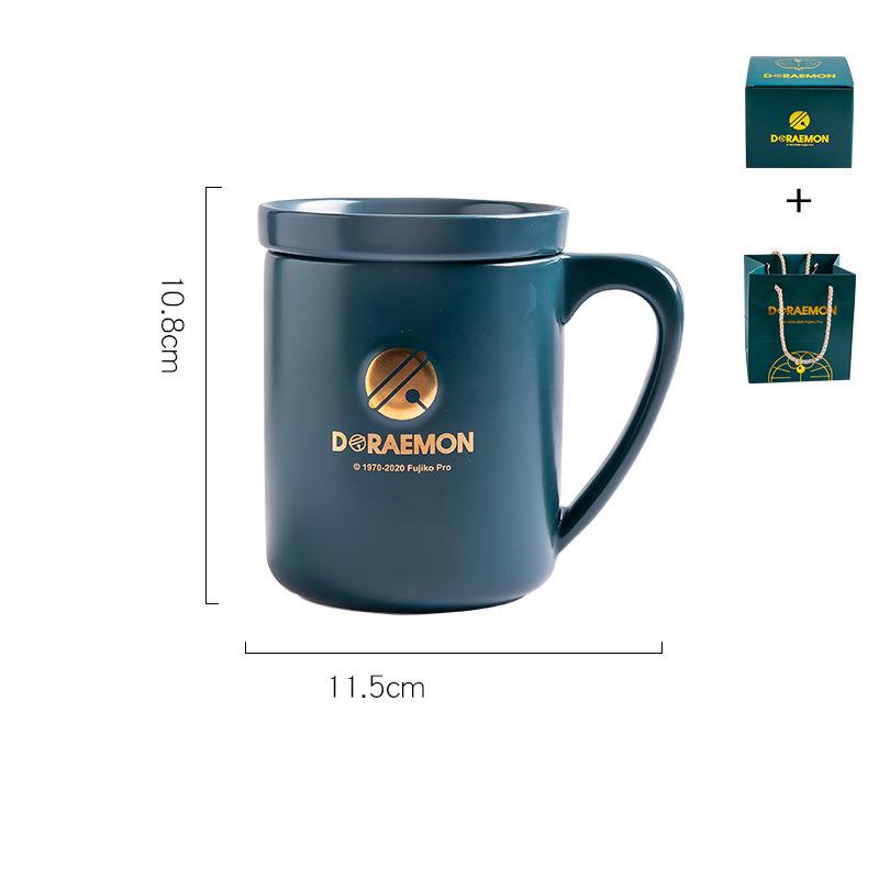 

Милая керамическая кружка, мультяшная кофейная чашка, чайная кружка с крышкой, синий чайный набор Fat Man 280 мл зелёный