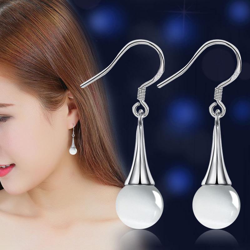 Moonstone Cat s Eye Water Drop Earrings - Korean Style Fashion Accessories ED20054