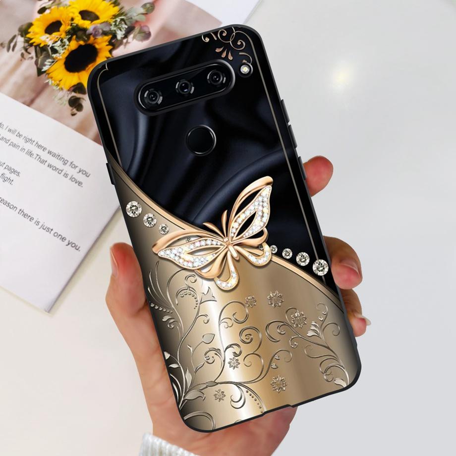 For LG V40 ThinQ Case Cover For LG V35 V35+ ThinQ Soft TPU Silicone Cases Fashion Flower Cute Pattern Funda For LGV40 ThinQ Capa
