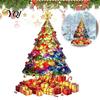 Christmas Theme Window Murals Stained Glass Style Tree Stickers, Removable PVC Static Cling Decals for Festive Home Decor Holiday Decor, Waterproof