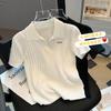 Lapel Knitted Sweater Short-sleeved T-shirt Women's Summer New Thin T-shirt, Fashionable Temperament and Thin Top Women