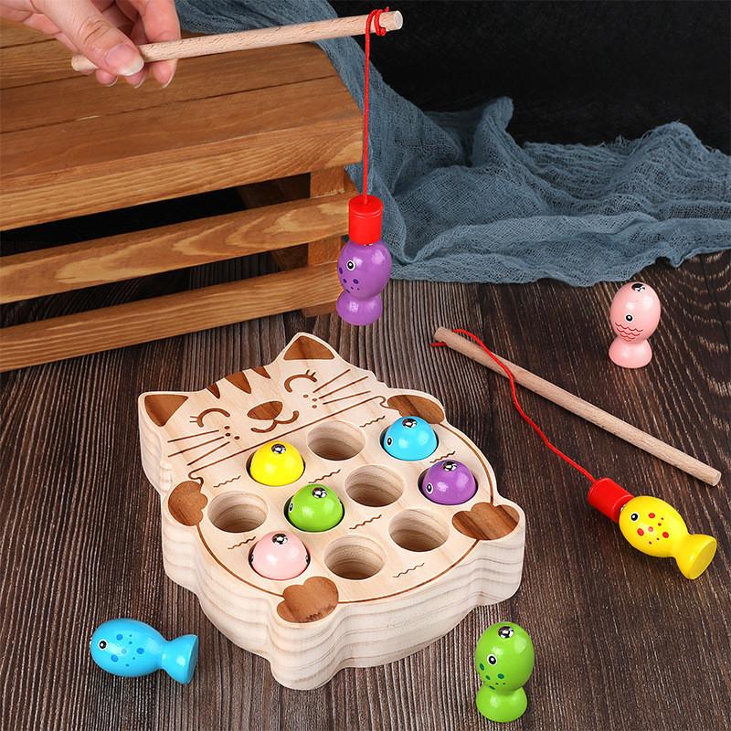 Wooden Childrens Magnetic Fish Catching Toy For Early Education And Focus Development