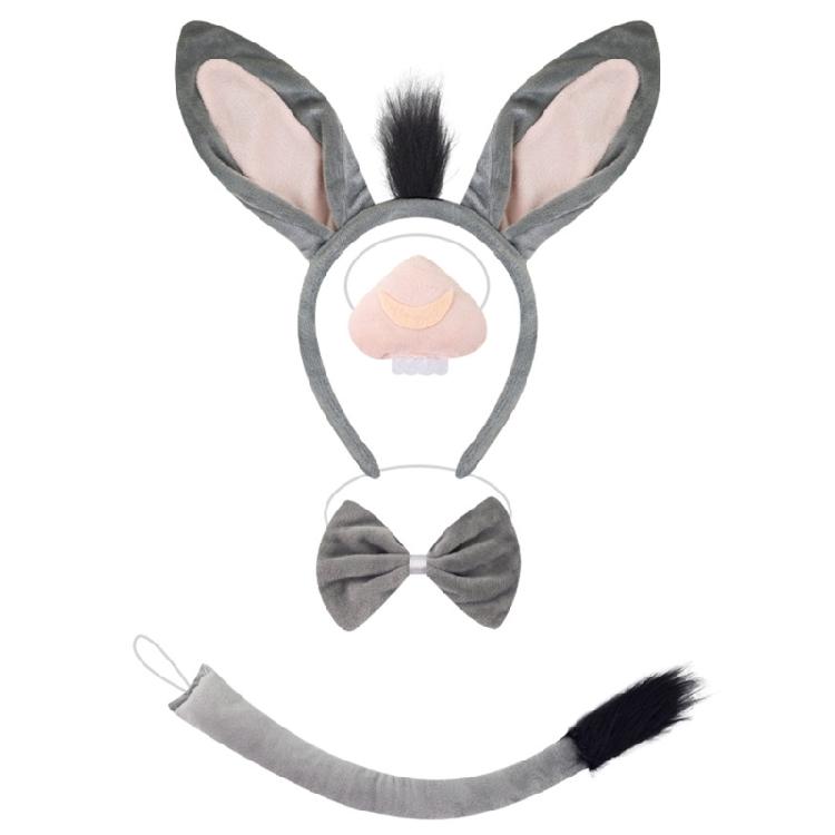 Halloween Donkey Cosplay Accessories Donkey War Headband Donkey Tail Bowtie Skirt for Children Halloween Role Play