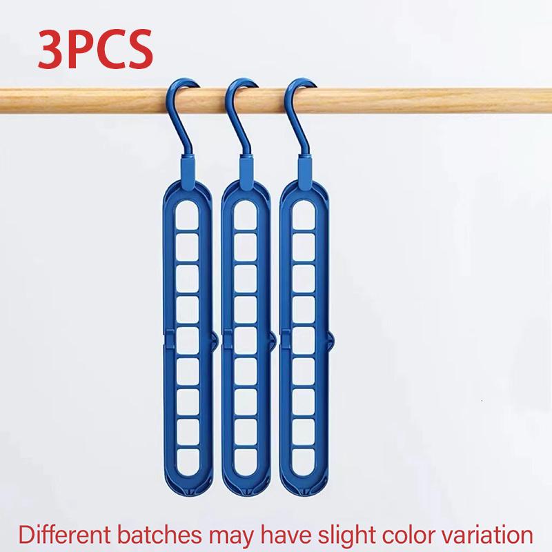 3pcs Multifunctional Hangers Heavy Duty Space Saving 9 Holes Clothes Organizer Wardrobe Hangers Save Wardrobe Space YG002