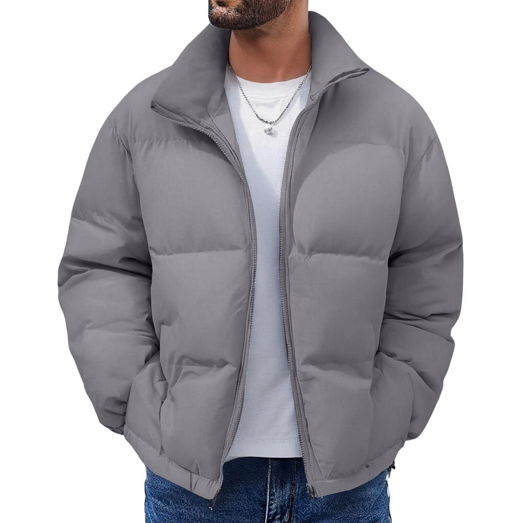 Lässige einfarbige Stehkragenjacken für Damen und Herren, Herren-Jacken mit lockerem Schnitt und dicker Baumwollpolsterung