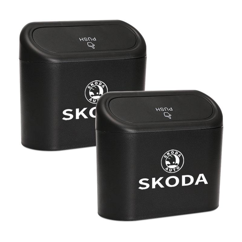 Caixa de Armazenamento para Carro Veículo Preto ABS Quadrado Pressionando Lixeira Para Skoda Octavia MK2 MK3 2 3 A7 Fabia Karoq Kodiaq Superb Rapid Kamiq