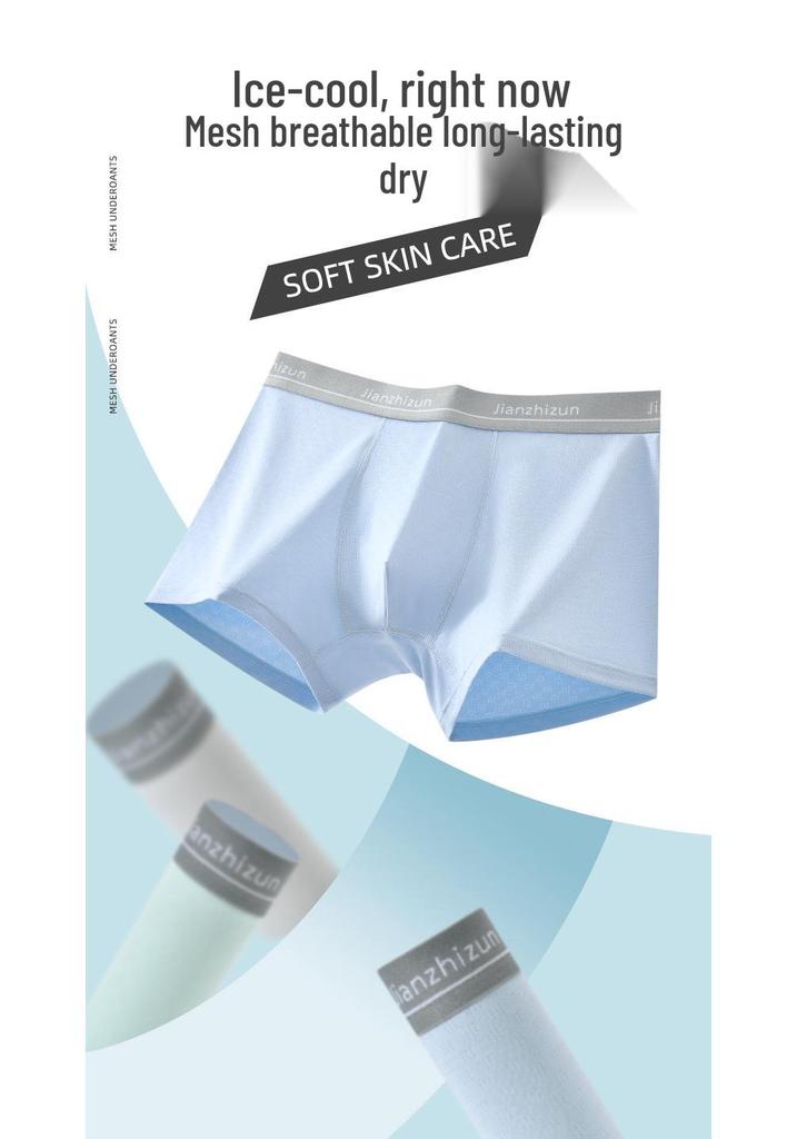 Teen Boys Antibacterial Ice Silk Boxer Briefs - Junior and High School, Plus Size Shorts