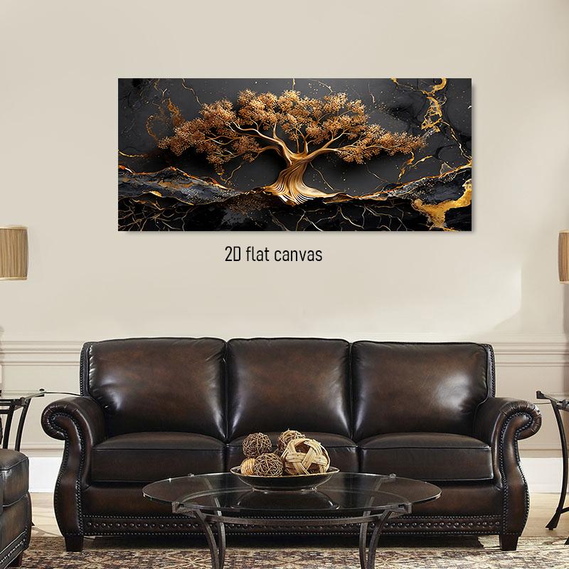 1pcs Golden Wealth Tree Decoration Painting Modern Light Luxury Living Room Entrance Background Wall Hanging Painting Nordic Sty