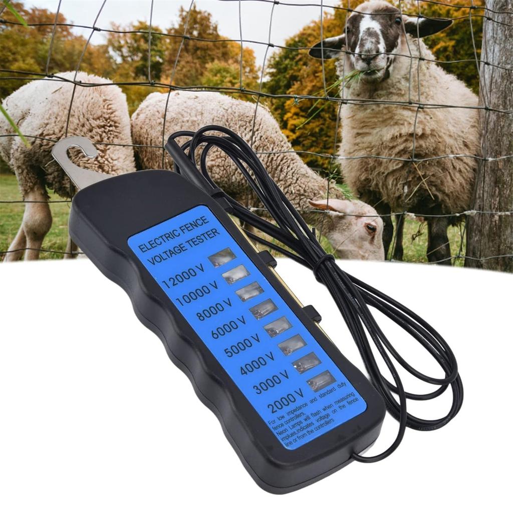 Electric Fence Voltage Tester 12KV Neons Fault Finder 2000 to 12000V 8 Neons Indicator Lights Waterproof Fence Tester