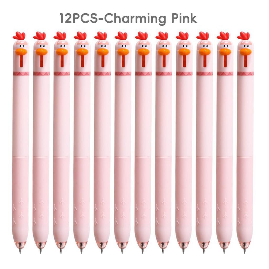 Cute Chicken Click Pen Stress Relief Fidget Toy Exam Must Have 0.5mm Fast-Drying Ink Gel Pen for School Office Back To School