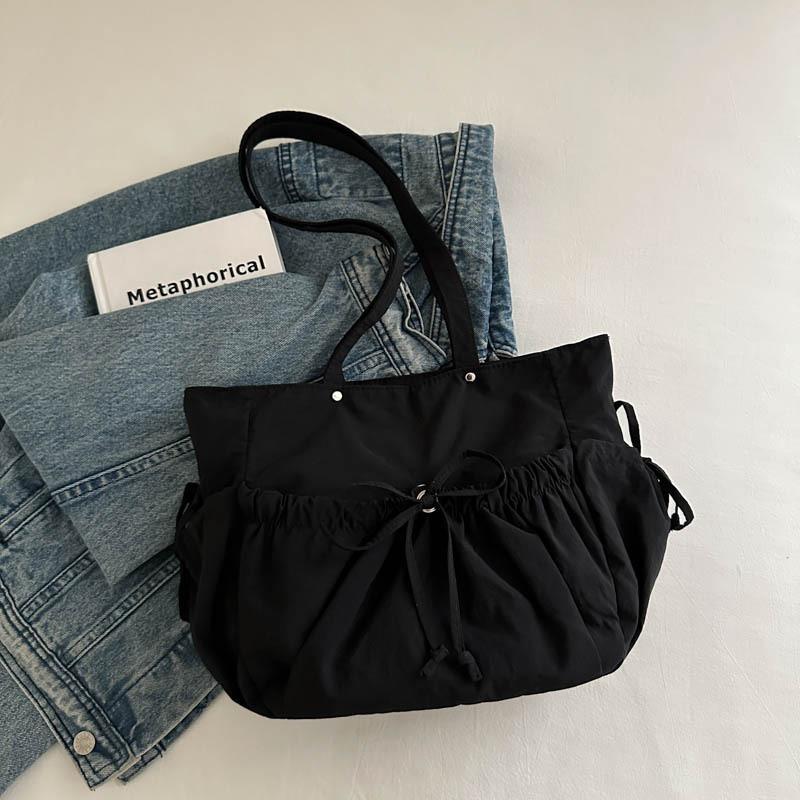 

Fashionable Korean Style Large Capacity Tote Bag With Butterfly Knot Perfect For Daily Streetwear чёрный
