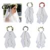 Accessoire de Mariée Léger Voile Respirant Bandeau en Tulle Blanc avec Nœuds Fleurs Décoration Enfants Polyvalent Chapeau de Fête Cheveux Confortable