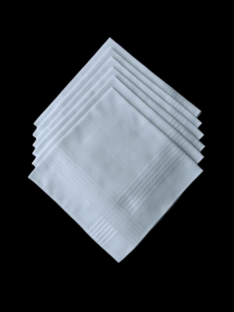 Dünnes, 40 cm großes, reinweißes Baumwolltaschentuch. Business-Anzug-Servietten, Restaurant-Taschentücher, 6 Stück