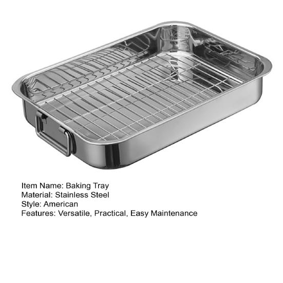 Stainless Steel Baking Tray Heavy Duty Turkey Roasting Pan Oven Flat Rack Induction Roast Tray for Chicken Vegetable Lasagna