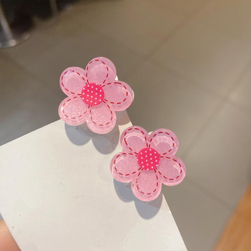 Grab Clip Easy Pulling Up Cartoon Pink Flower Shaped Non-slip Hair Claw Clips