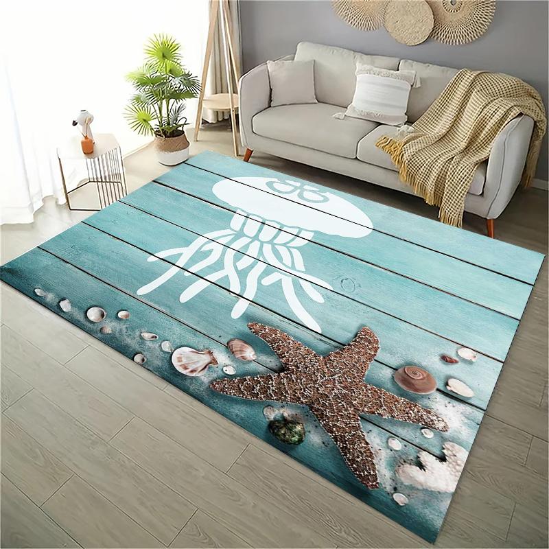 Ocean and Beach 3D Printing Large Area Carpets for Home Living Room  Kids Bedroom Sofa Doormat Kitchen Floor Rugs Anti-slipDecor